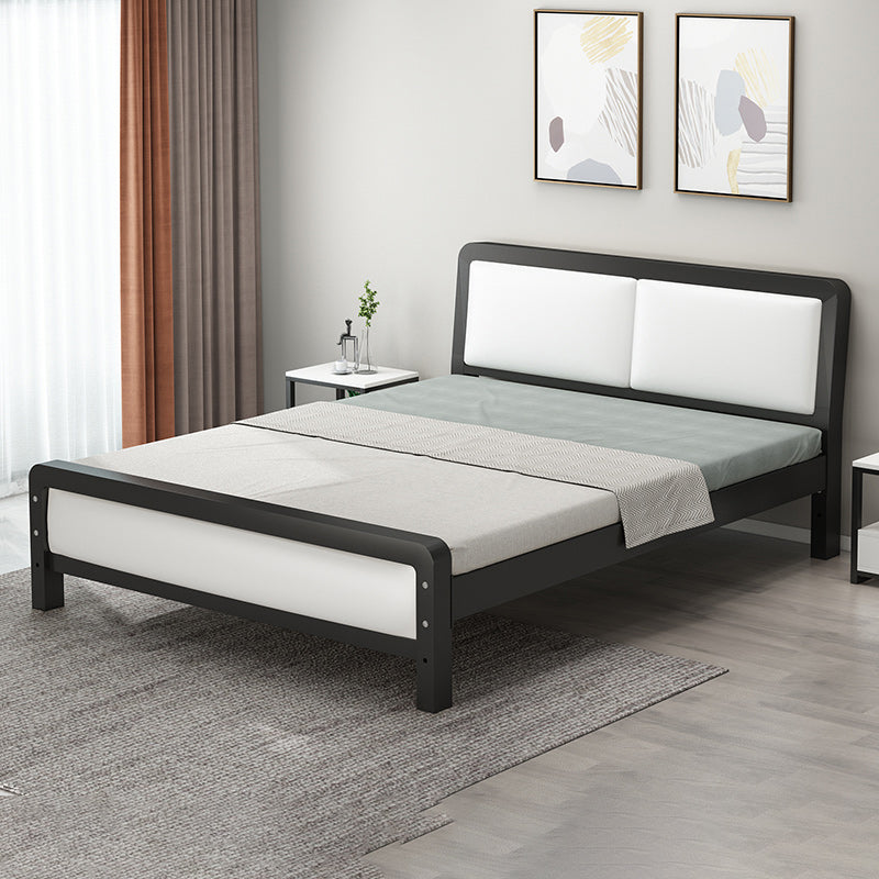 Contemporary Metal Bed with Slat Headboard Rectangular Adjustable Bed Gloss Black Single Bed Clearhalo 'Bedroom Furniture' 'Beds' 'furn' 'furn_beds' 'Furniture' 6761641