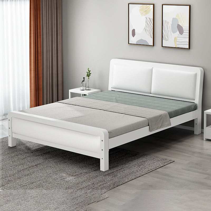 Contemporary Metal Bed with Slat Headboard Rectangular Adjustable Bed Gloss White Single Bed Clearhalo 'Bedroom Furniture' 'Beds' 'furn' 'furn_beds' 'Furniture' 6761643