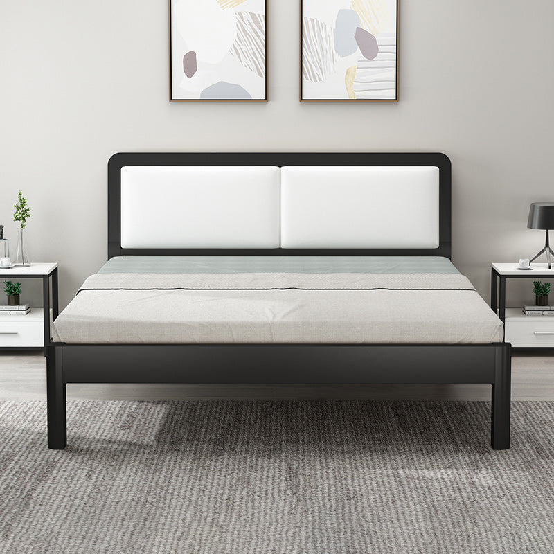 Contemporary Metal Bed with Slat Headboard Rectangular Adjustable Bed Black Bed & Mattress Clearhalo 'Bedroom Furniture' 'Beds' 'furn' 'furn_beds' 'Furniture' 6761645