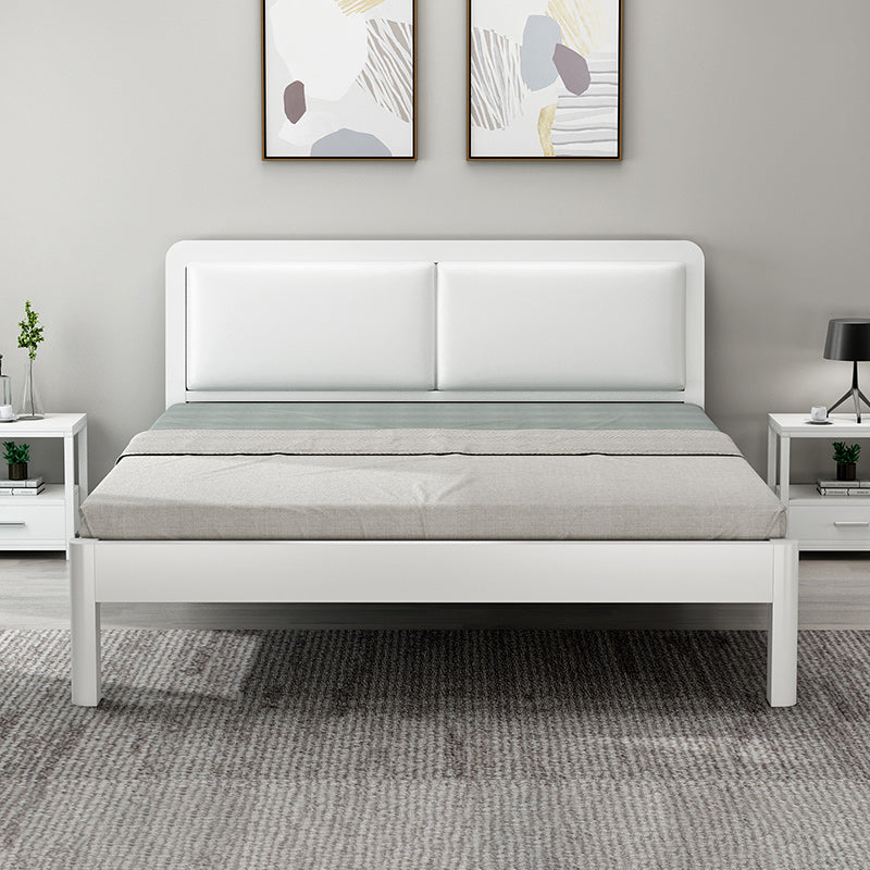 Contemporary Metal Bed with Slat Headboard Rectangular Adjustable Bed White Bed & Mattress Clearhalo 'Bedroom Furniture' 'Beds' 'furn' 'furn_beds' 'Furniture' 6761647