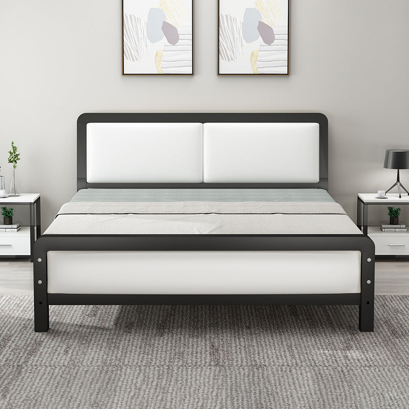 Contemporary Metal Bed with Slat Headboard Rectangular Adjustable Bed Gloss Black Bed & Mattress Clearhalo 'Bedroom Furniture' 'Beds' 'furn' 'furn_beds' 'Furniture' 6761649