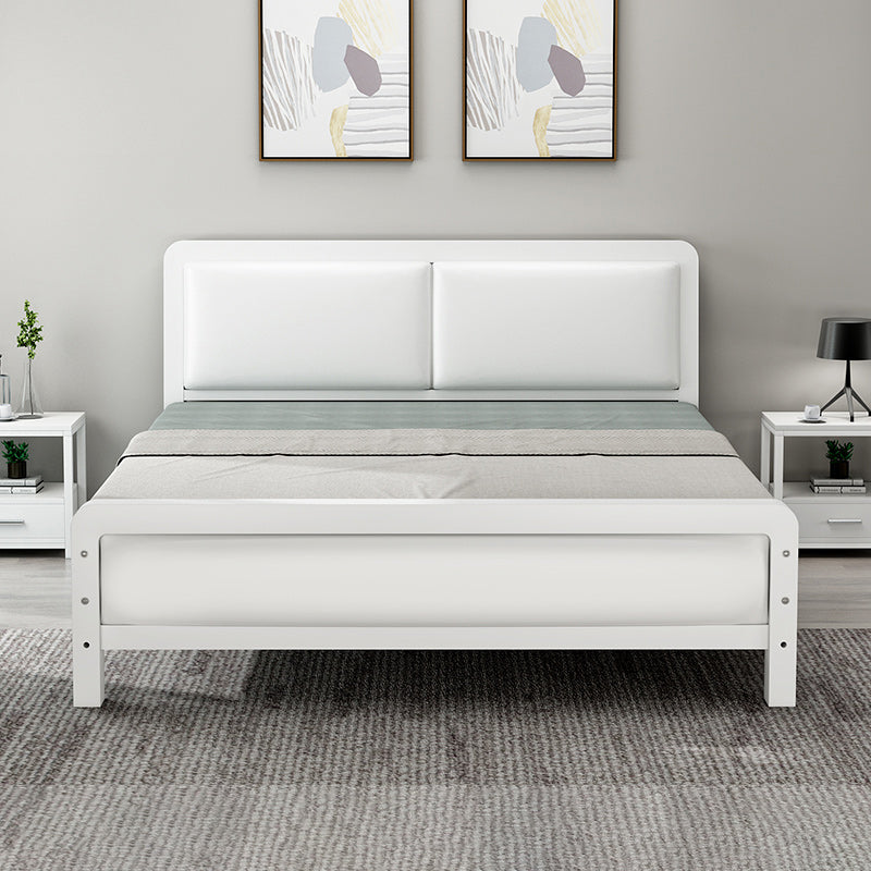Contemporary Metal Bed with Slat Headboard Rectangular Adjustable Bed Gloss White Bed & Mattress Clearhalo 'Bedroom Furniture' 'Beds' 'furn' 'furn_beds' 'Furniture' 6761651