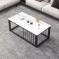Contemporary Stone Coffee Table Rectangle Frame Coffee Cocktail Table Clearhalo 'Coffee & Accent Tables' 'Coffee Tables' 'coffee_tables' 'furn' 'furn_coffee_tables' 'Furniture' 'Living Room Furniture' 6761663