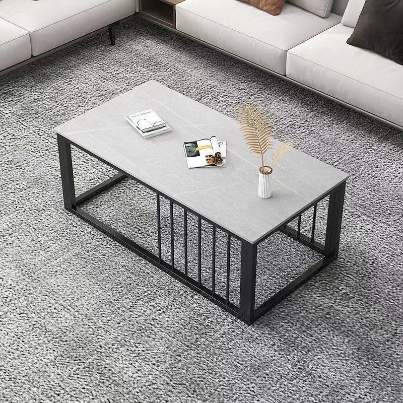 Contemporary Stone Coffee Table Rectangle Frame Coffee Cocktail Table Clearhalo 'Coffee & Accent Tables' 'Coffee Tables' 'coffee_tables' 'furn' 'furn_coffee_tables' 'Furniture' 'Living Room Furniture' 6761665