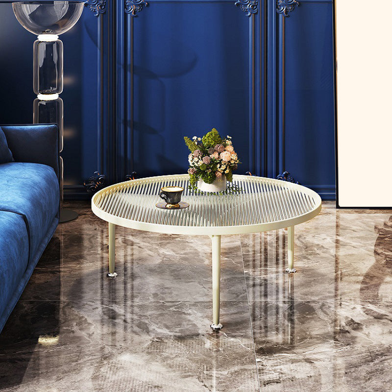 Contemporary Glass-Topped Coffee Table 3 Legs Coffee Cocktail Table Clearhalo 'Coffee & Accent Tables' 'Coffee Tables' 'coffee_tables' 'furn' 'furn_coffee_tables' 'Furniture' 'Living Room Furniture' 6761692