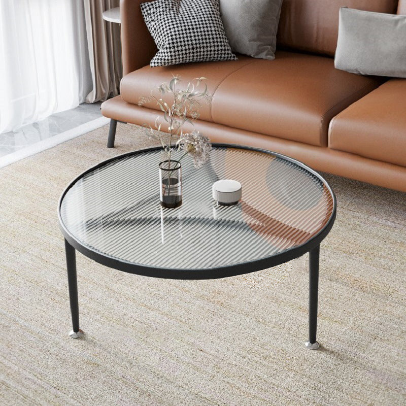 Contemporary Glass-Topped Coffee Table 3 Legs Coffee Cocktail Table Clearhalo 'Coffee & Accent Tables' 'Coffee Tables' 'coffee_tables' 'furn' 'furn_coffee_tables' 'Furniture' 'Living Room Furniture' 6761694