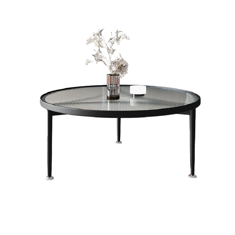 Contemporary Glass-Topped Coffee Table 3 Legs Coffee Cocktail Table Clearhalo 'Coffee & Accent Tables' 'Coffee Tables' 'coffee_tables' 'furn' 'furn_coffee_tables' 'Furniture' 'Living Room Furniture' 6761695