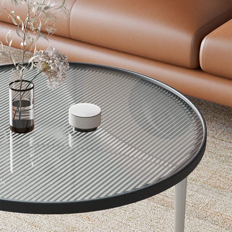 Contemporary Glass-Topped Coffee Table 3 Legs Coffee Cocktail Table Clearhalo 'Coffee & Accent Tables' 'Coffee Tables' 'coffee_tables' 'furn' 'furn_coffee_tables' 'Furniture' 'Living Room Furniture' 6761697