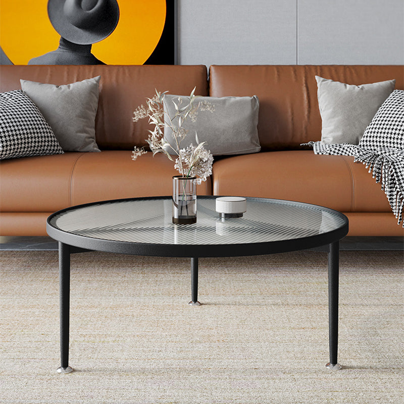 Contemporary Glass-Topped Coffee Table 3 Legs Coffee Cocktail Table Clearhalo 'Coffee & Accent Tables' 'Coffee Tables' 'coffee_tables' 'furn' 'furn_coffee_tables' 'Furniture' 'Living Room Furniture' 6761698