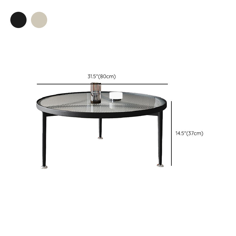 Contemporary Glass-Topped Coffee Table 3 Legs Coffee Cocktail Table Clearhalo 'Coffee & Accent Tables' 'Coffee Tables' 'coffee_tables' 'furn' 'furn_coffee_tables' 'Furniture' 'Living Room Furniture' 6761702