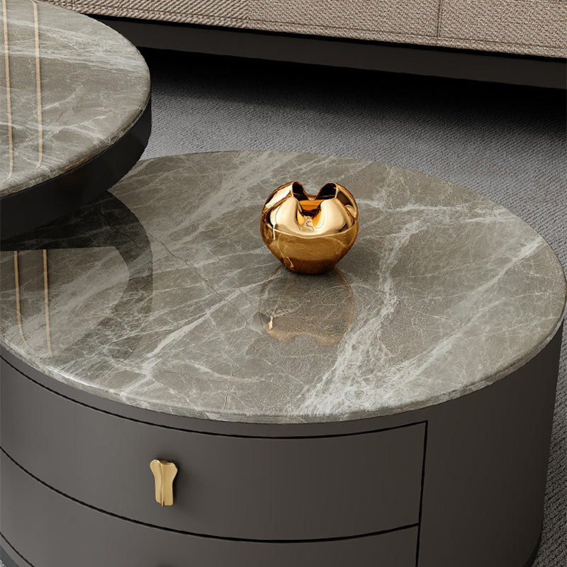 Modern Coffee Cocktail Table Round Nesting Coffee Table Set with Drawer Clearhalo 'Coffee & Accent Tables' 'Coffee Tables' 'coffee_tables' 'furn' 'furn_coffee_tables' 'Furniture' 'Living Room Furniture' 6761779