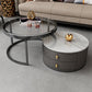 Modern Coffee Cocktail Table Round Nesting Coffee Table Set with Drawer White-Clear Clearhalo 'Coffee & Accent Tables' 'Coffee Tables' 'coffee_tables' 'furn' 'furn_coffee_tables' 'Furniture' 'Living Room Furniture' 6761784