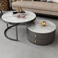Modern Coffee Cocktail Table Round Nesting Coffee Table Set with Drawer White Clearhalo 'Coffee & Accent Tables' 'Coffee Tables' 'coffee_tables' 'furn' 'furn_coffee_tables' 'Furniture' 'Living Room Furniture' 6761788