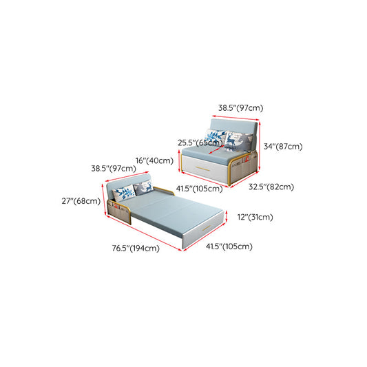 グラムラウンドアーム布団フレームボンドレザーブルースリーパーソファ