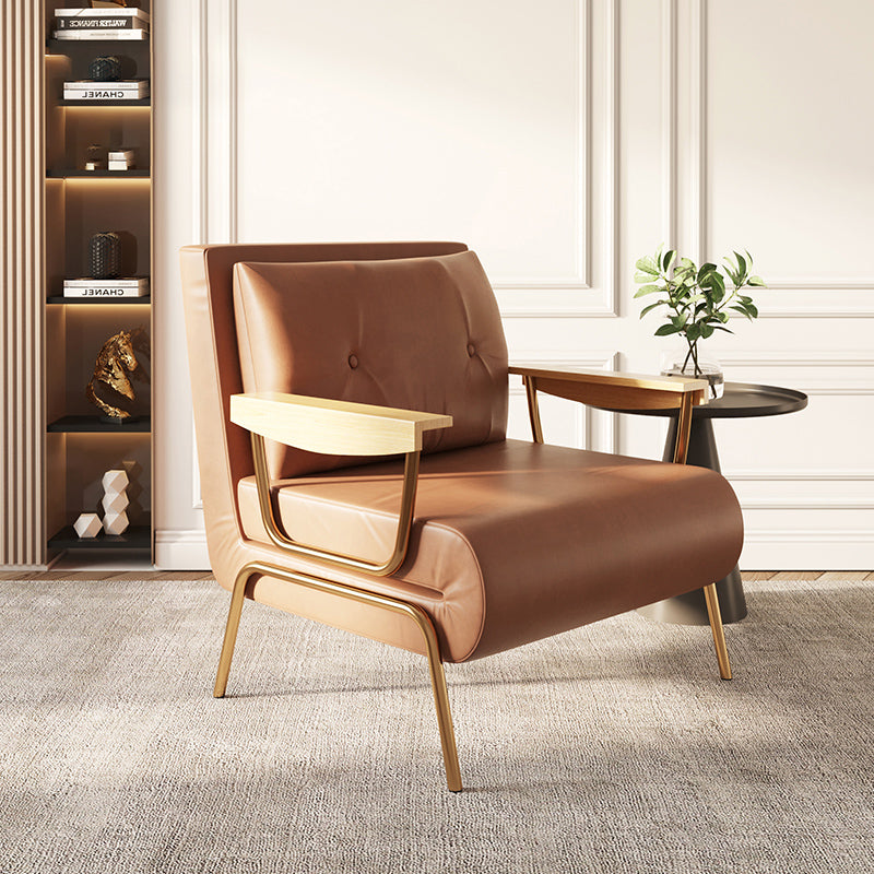 Glam Foldable Futon Sofa Bed Bonded Leather Convertible Sofas 31"L x 28"W x 35"H Light Brown Clearhalo 'furn' 'furn_futons' 'Furniture' 'Futons & Daybeds' 'Futons' 'Living Room Furniture' 6761974