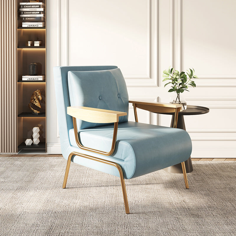 Glam Foldable Futon Sofa Bed Bonded Leather Convertible Sofas 27"L x 28"W x 35"H Light Blue Clearhalo 'furn' 'furn_futons' 'Furniture' 'Futons & Daybeds' 'Futons' 'Living Room Furniture' 6761980