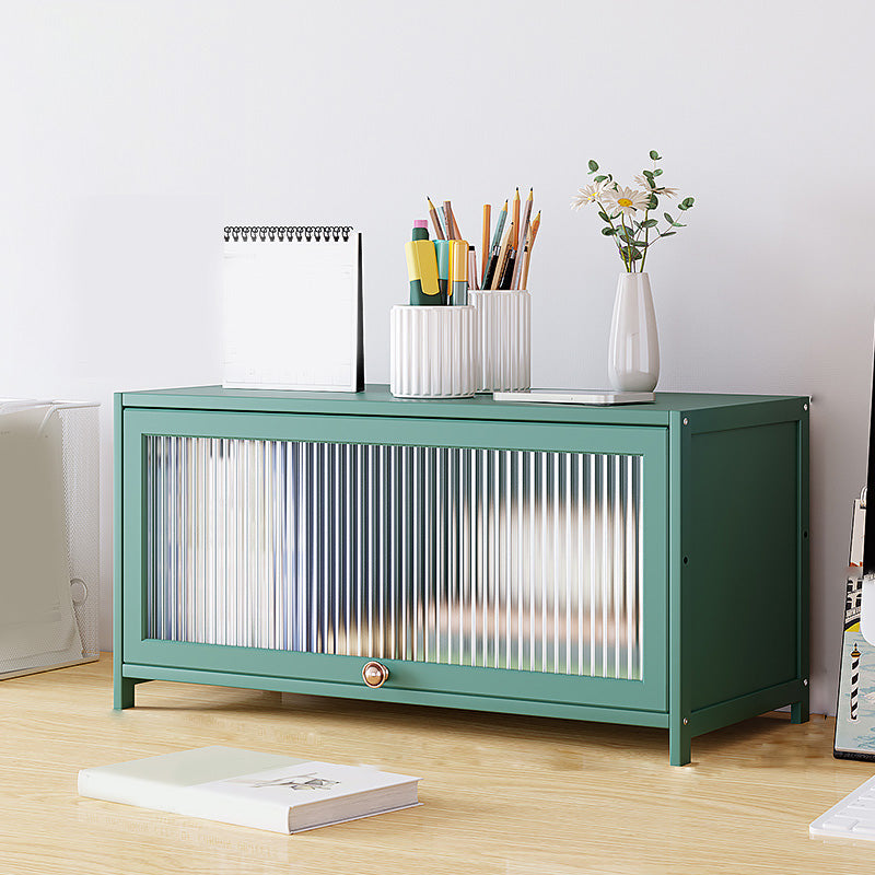 Green Glass Paned Accent Cabinet Modern Bamboo Storage Cabinet 31.5"L x 12.6"W x 15.7"H Clearhalo 'Cabinets & Chests' 'cabinets_chests' 'furn' 'furn_cabinets_chests' 'Furniture' 'Living Room Furniture' 6762073