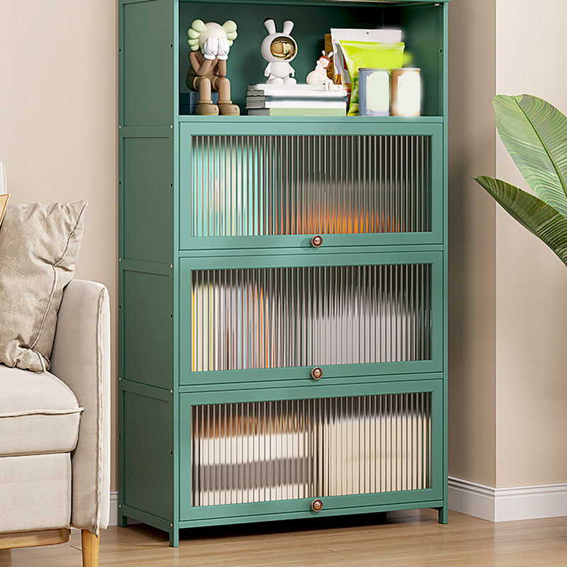 Green Glass Paned Accent Cabinet Modern Bamboo Storage Cabinet Clearhalo 'Cabinets & Chests' 'cabinets_chests' 'furn' 'furn_cabinets_chests' 'Furniture' 'Living Room Furniture' 6762077