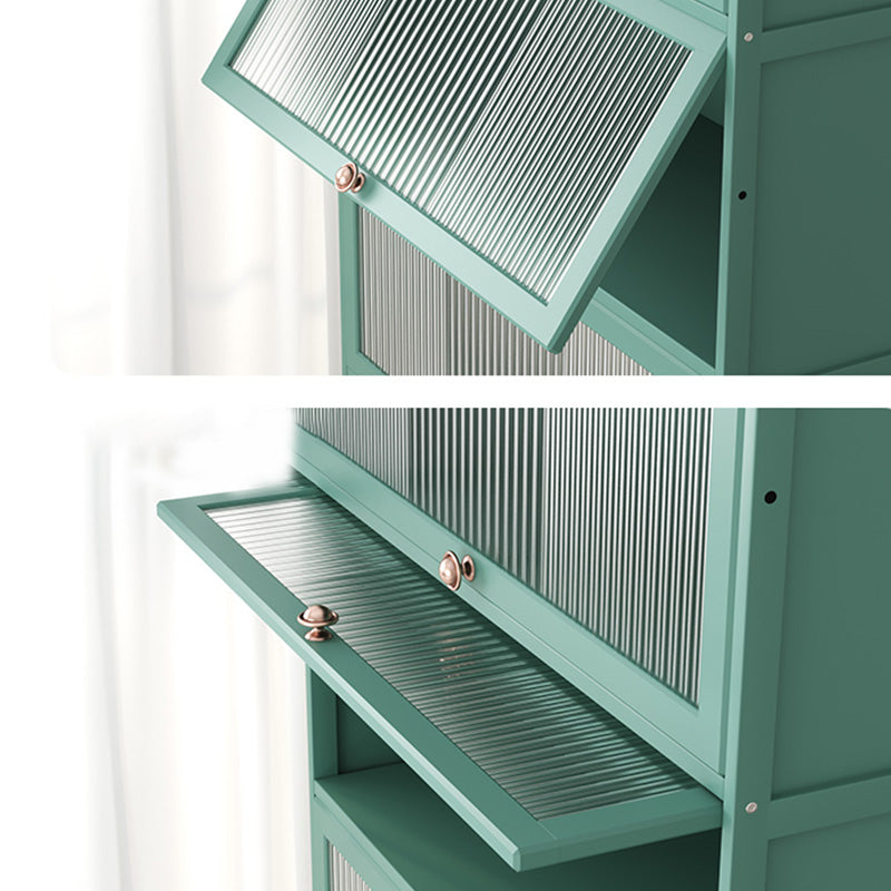 Green Glass Paned Accent Cabinet Modern Bamboo Storage Cabinet Clearhalo 'Cabinets & Chests' 'cabinets_chests' 'furn' 'furn_cabinets_chests' 'Furniture' 'Living Room Furniture' 6762080