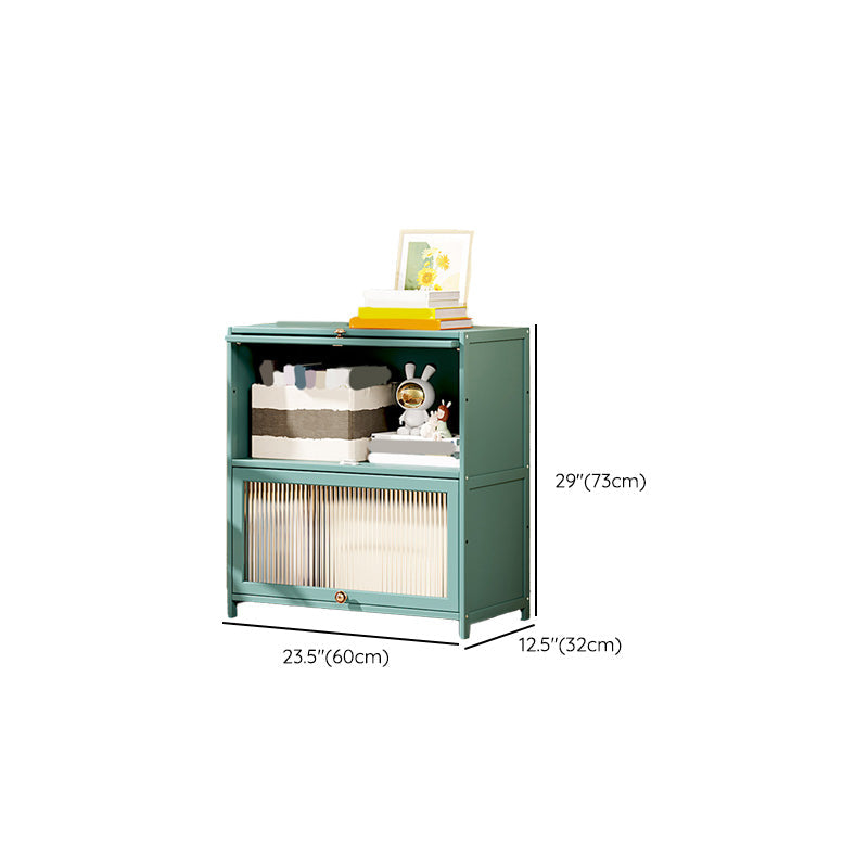Green Glass Paned Accent Cabinet Modern Bamboo Storage Cabinet Clearhalo 'Cabinets & Chests' 'cabinets_chests' 'furn' 'furn_cabinets_chests' 'Furniture' 'Living Room Furniture' 6762091