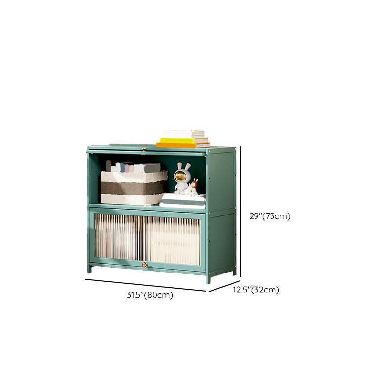 Green Glass Paned Accent Cabinet Modern Bamboo Storage Cabinet Clearhalo 'Cabinets & Chests' 'cabinets_chests' 'furn' 'furn_cabinets_chests' 'Furniture' 'Living Room Furniture' 6762093
