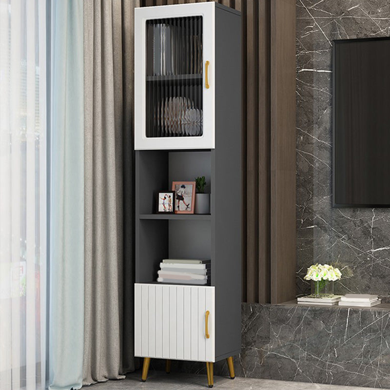 15.7" W Modern Glass Paned Cabinet Shelves Included Side Cabinet with 2 Doors Clearhalo 'Cabinets & Chests' 'cabinets_chests' 'furn' 'furn_cabinets_chests' 'Furniture' 'Living Room Furniture' 6762110