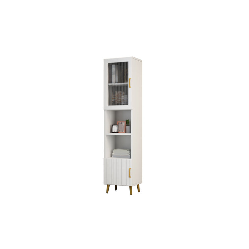 15.7" W Modern Glass Paned Cabinet Shelves Included Side Cabinet with 2 Doors 16"L x 12"W x 67"H White Glass Clearhalo 'Cabinets & Chests' 'cabinets_chests' 'furn' 'furn_cabinets_chests' 'Furniture' 'Living Room Furniture' 6762122