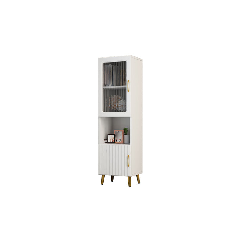 15.7" W Modern Glass Paned Cabinet Shelves Included Side Cabinet with 2 Doors 16"L x 12"W x 54"H White Glass Clearhalo 'Cabinets & Chests' 'cabinets_chests' 'furn' 'furn_cabinets_chests' 'Furniture' 'Living Room Furniture' 6762124