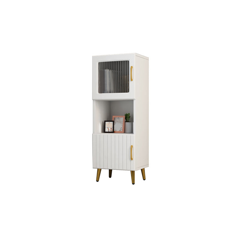 15.7" W Modern Glass Paned Cabinet Shelves Included Side Cabinet with 2 Doors 16"L x 12"W x 41"H White Glass Clearhalo 'Cabinets & Chests' 'cabinets_chests' 'furn' 'furn_cabinets_chests' 'Furniture' 'Living Room Furniture' 6762125