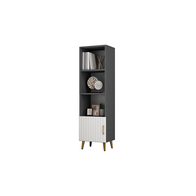 15.7" W Modern Glass Paned Cabinet Shelves Included Side Cabinet with 2 Doors 16"L x 12"W x 54"H Gray-White Wood Clearhalo 'Cabinets & Chests' 'cabinets_chests' 'furn' 'furn_cabinets_chests' 'Furniture' 'Living Room Furniture' 6762127