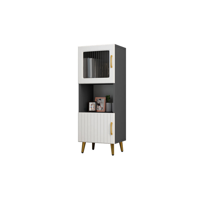 15.7" W Modern Glass Paned Cabinet Shelves Included Side Cabinet with 2 Doors 16"L x 12"W x 41"H Gray-White Glass Clearhalo 'Cabinets & Chests' 'cabinets_chests' 'furn' 'furn_cabinets_chests' 'Furniture' 'Living Room Furniture' 6762131