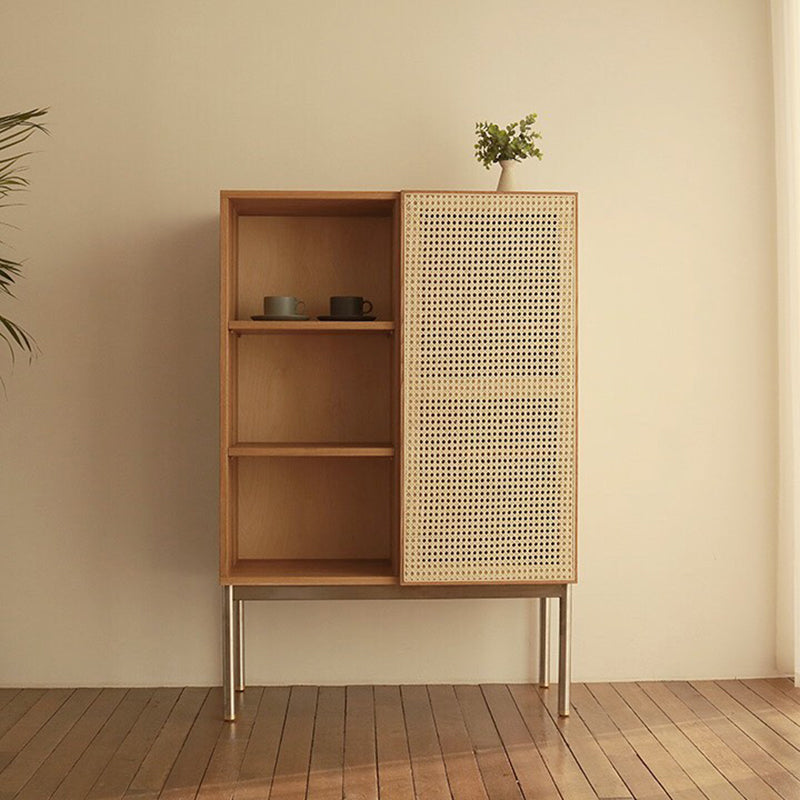 35.43" Long Accent Cabinet Solid Wood Cabinet in Natural with Shelves Clearhalo 'Cabinets & Chests' 'cabinets_chests' 'furn' 'furn_cabinets_chests' 'Furniture' 'Living Room Furniture' 6762192