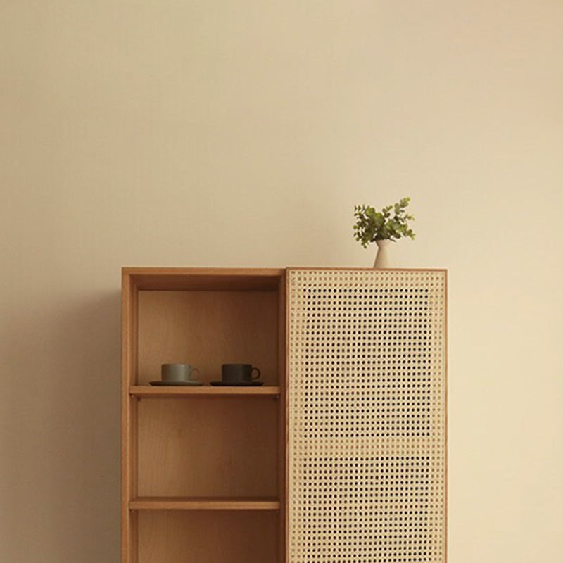 35.43" Long Accent Cabinet Solid Wood Cabinet in Natural with Shelves Clearhalo 'Cabinets & Chests' 'cabinets_chests' 'furn' 'furn_cabinets_chests' 'Furniture' 'Living Room Furniture' 6762198