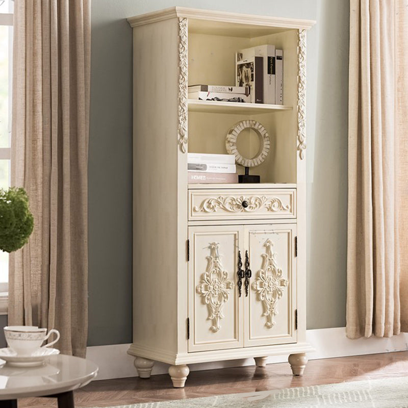 Rectangle Standard Storage Cabinet Solid Wood Cabinet with Drawer 28"L x 16"W x 63"H White Clearhalo 'Cabinets & Chests' 'cabinets_chests' 'furn' 'furn_cabinets_chests' 'Furniture' 'Living Room Furniture' 6762221