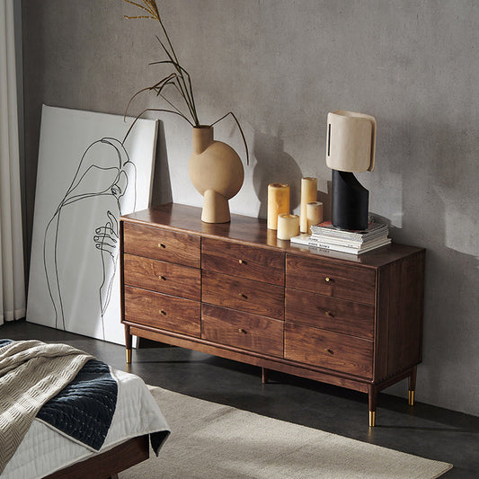 Rectangular Rubberwood Chest Mid-Century Modern Accent Chest with 9 Drawers Clearhalo 'Cabinets & Chests' 'cabinets_chests' 'furn' 'furn_cabinets_chests' 'Furniture' 'Living Room Furniture' 6762236