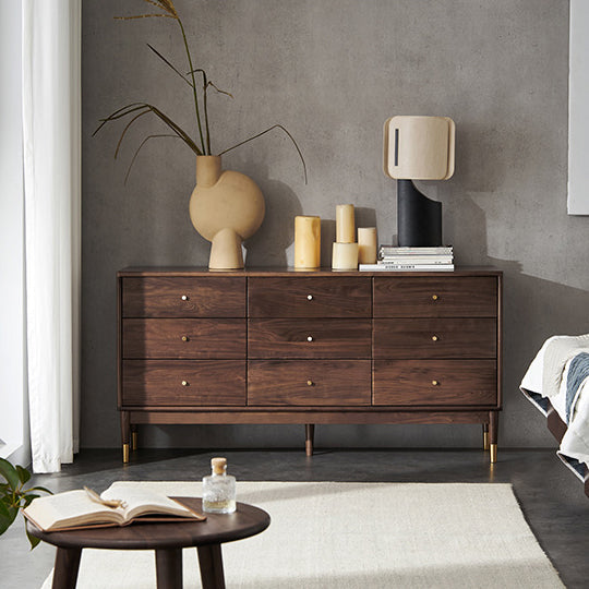 Rectangular Rubberwood Chest Mid-Century Modern Accent Chest with 9 Drawers Clearhalo 'Cabinets & Chests' 'cabinets_chests' 'furn' 'furn_cabinets_chests' 'Furniture' 'Living Room Furniture' 6762237
