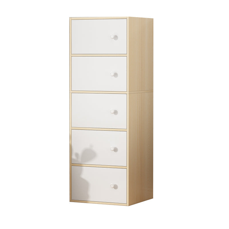 Modern Rectangle Chest Bar Pulls Storage Cabinet with Drawer 16"L x 12"W x 50"H Cherry Wood Clearhalo 'Cabinets & Chests' 'cabinets_chests' 'furn' 'furn_cabinets_chests' 'Furniture' 'Living Room Furniture' 6762340