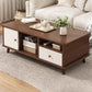 Artificial Wood Coffee or End Table 4 Legs Coffee Table in Light Wood and Espresso Wood