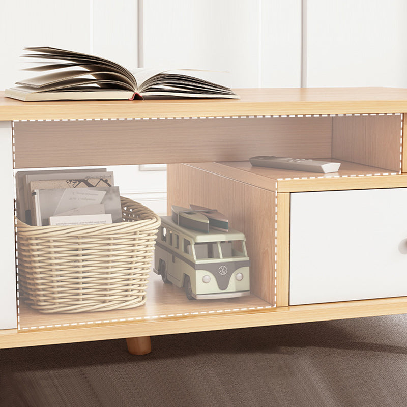 Artificial Wood Coffee or End Table 4 Legs Coffee Table in Light Wood and Espresso Wood