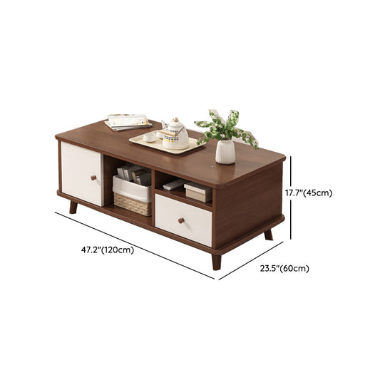 Artificial Wood Coffee or End Table 4 Legs Coffee Table in Light Wood and Espresso Wood