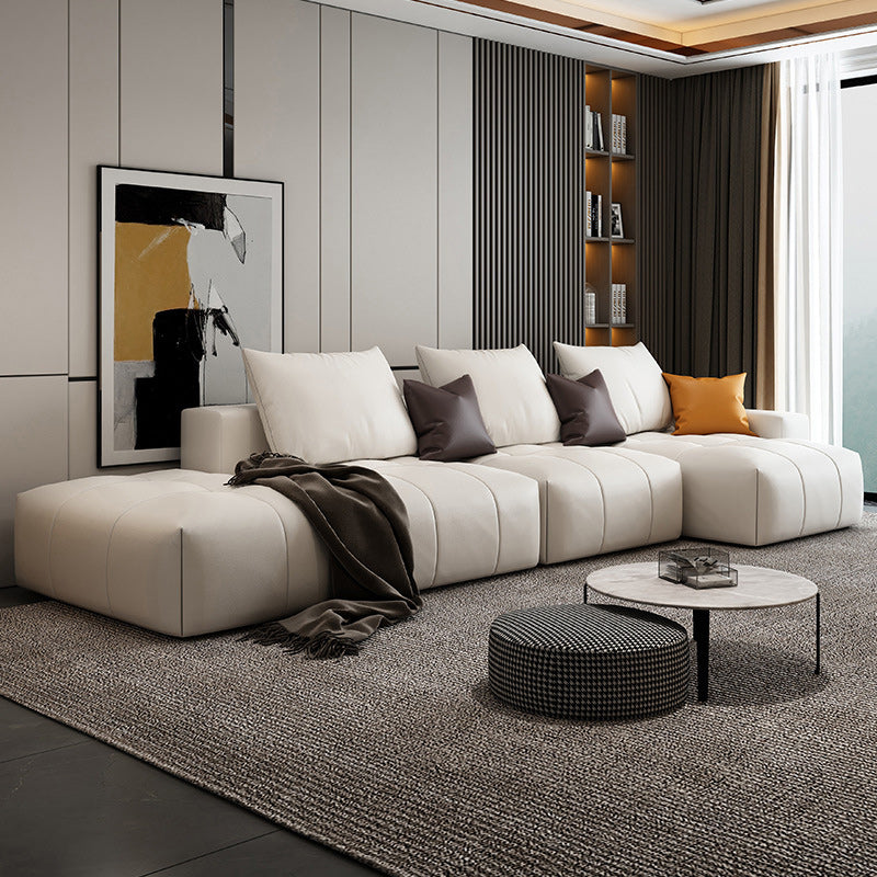 26 "H divano scandinavo di divano crema in pelle resistente alla pelle