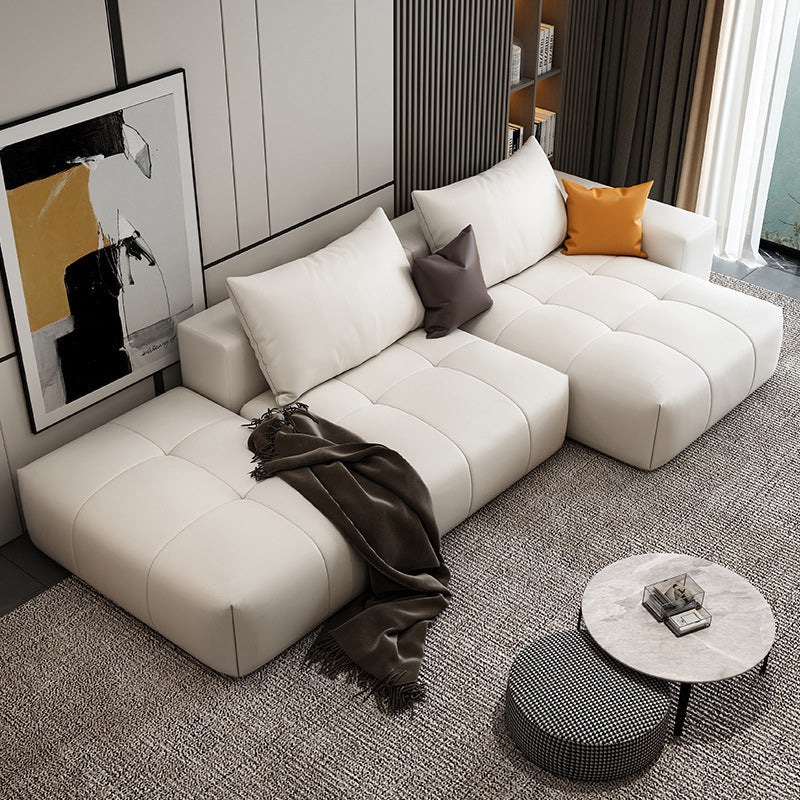 26 "H divano scandinavo di divano crema in pelle resistente alla pelle