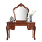 Vanità del tavolo da trucco marrone in legno massiccio con cassetti e specchio