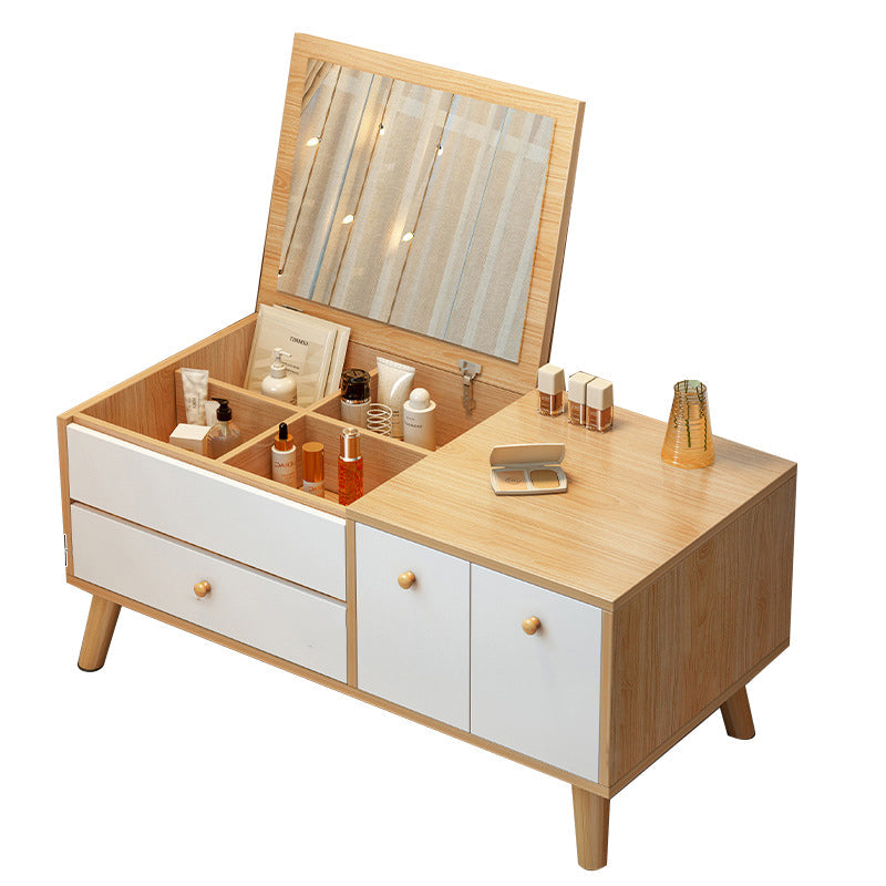 Scandinavian 1-Drawer Wooden Flip-top Dressing Vanity Make-up Table