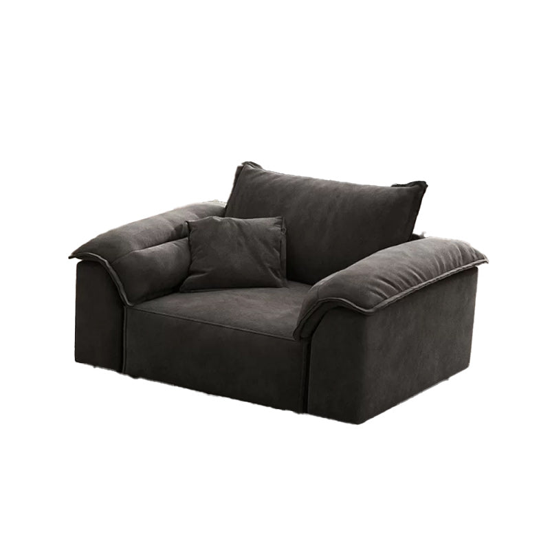 35"H Contemporary Sectional Sofa Grey Leather Cushion Back Sectional