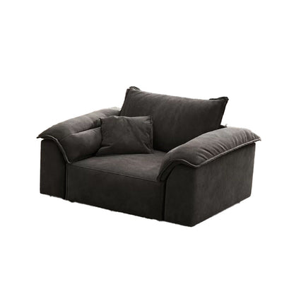 35"H Contemporary Sectional Sofa Grey Leather Cushion Back Sectional