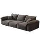 35"H Contemporary Sectional Sofa Grey Leather Cushion Back Sectional
