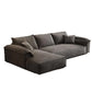 35"H Contemporary Sectional Sofa Grey Leather Cushion Back Sectional