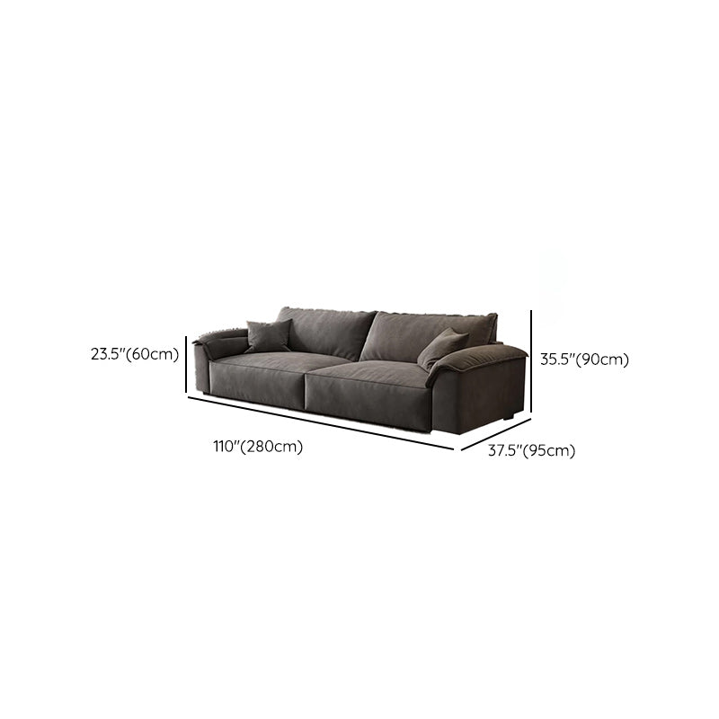 35"H Contemporary Sectional Sofa Grey Leather Cushion Back Sectional
