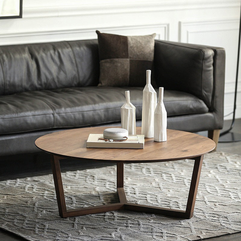 Cross Legs Coffee Table Brone Solid Wood Round Coffee Tables